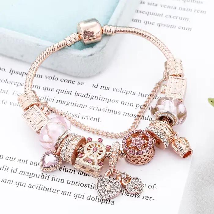 BAOPON-Bracelets à breloques coeur d'amour pour femme, perles Marano bricolage, bracelet fin, bijoux de mariage pour femme, amoureux, 2024