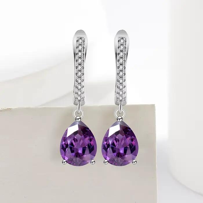 Ensemble de bijoux en argent 925 pour femmes, bague, boucles d'oreilles, collier, accessoires de fiançailles et de mariage