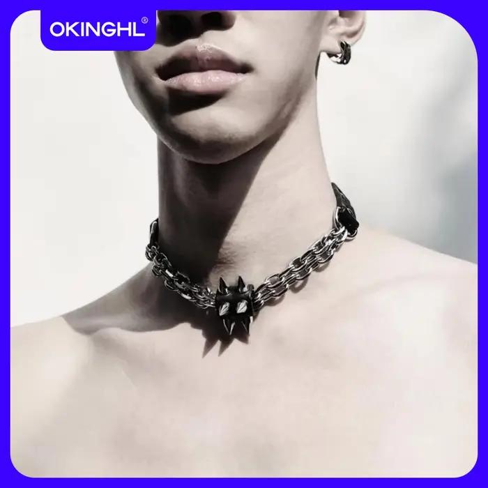Un collier punk, chaîne de clavicule à la mode et polyvalente, chaîne à ongles pointue de style goth