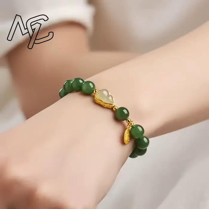 Bracelet en perles de jaspe avec pierres précieuses naturelles