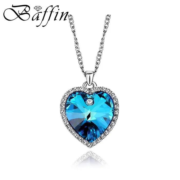 Titanic – collier avec pendentif cœur d'océan bleu