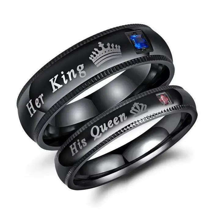 Bagues de couple romantiques en zircone cubique pour mariage, fiançailles et anniversaires, bijoux élégants pour hommes et femmes