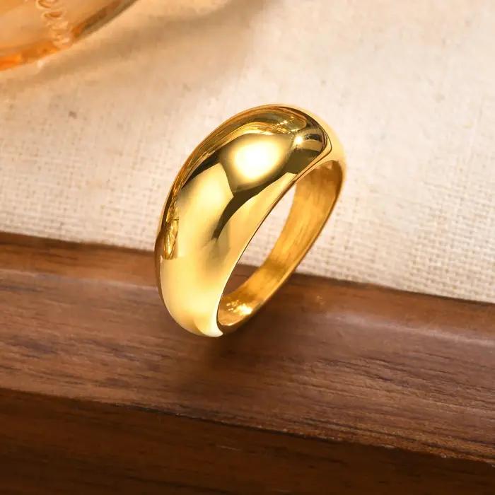 Bague Crépue Géométrique Minimaliste Plaqué Or pour Femme, Bijoux Lisses et Épais, Cadeau de ixd'Ann