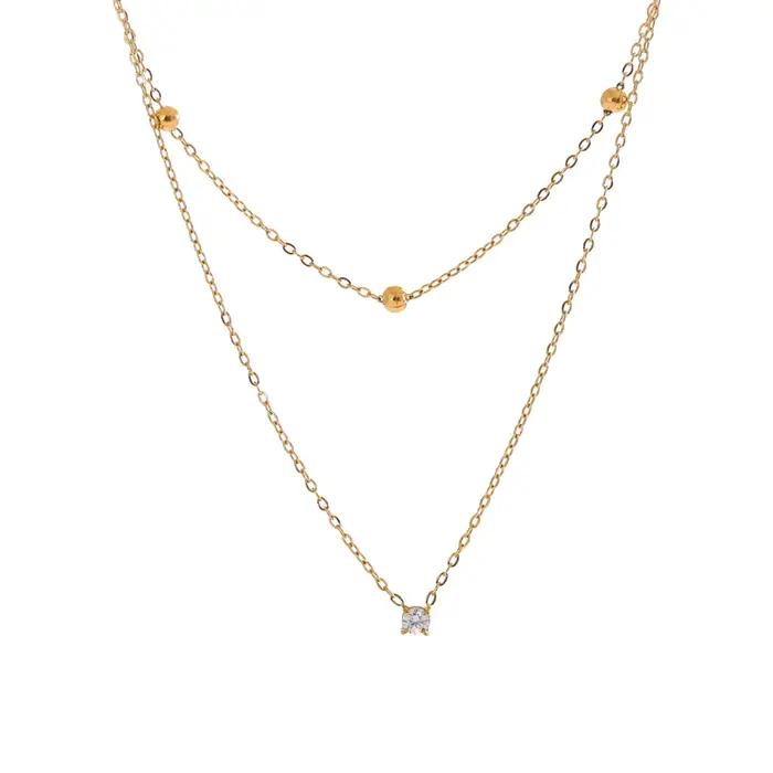 NiNice – colliers en acier inoxydable 316L, pendentif Double couche en zircone cubique, à la mode, Style coréen, cadeau minimaliste, nouveau
