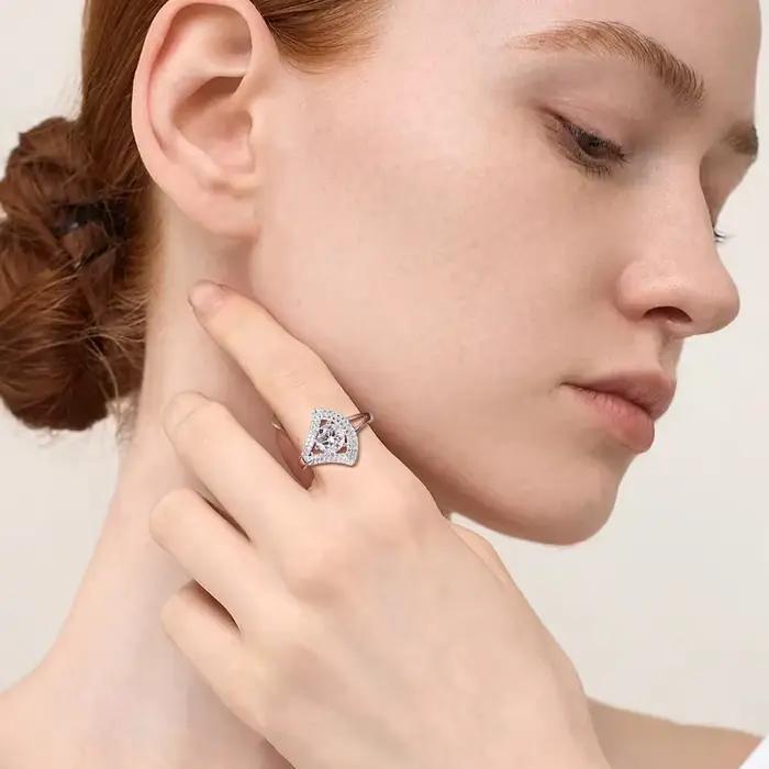 M-JAJA 1ct Halo Moissanite jupe bague de mariage 925 en argent Sterling diamant bague de fiançailles pour les femmes fête bijoux fins cadeau