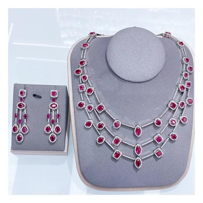 Ensemble collier et boucles d'oreilles en strass brillant, accessoire de bijoux scintillant pour femmes