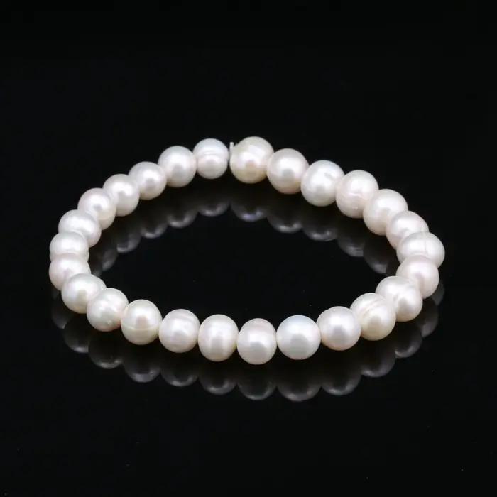 Bracelet de Perles d'Eau Douce pour Femme, Nouveaux Bijoux Fins, Cadeaux, 7-8mm