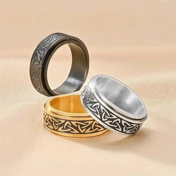 Bague Viking à Nœud Celtique et Runes pour Hommes