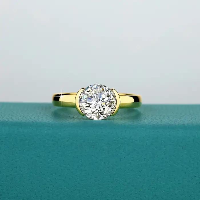 Bague Moissanite certifiée en or 14K pour femmes