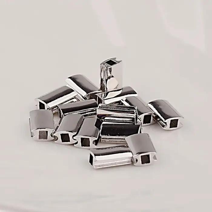 Perles rectangulaires en acier inoxydable pour bracelet à fermeture à nœud coulissant réglable