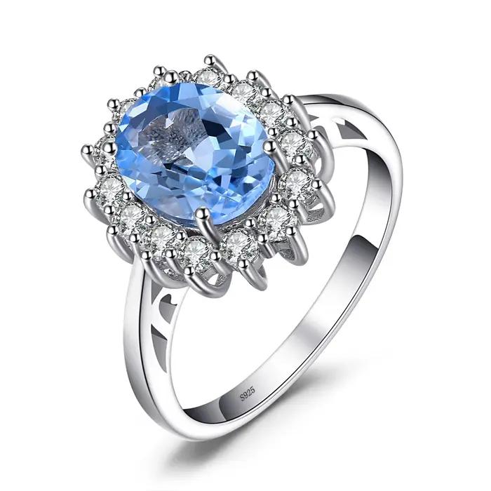 JewelryPalace – bague de fiançailles princesse Diana en argent Sterling 925, saphir bleu, rubis, amé
