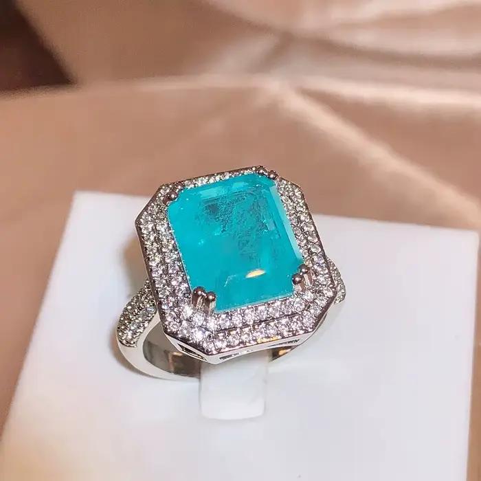 Bague Paraiba en Zircon rose bleu vert pour femmes bijoux de fête haute qualité bague de fiançailles cadeau anniversaire fantaisie occasion spéciale
