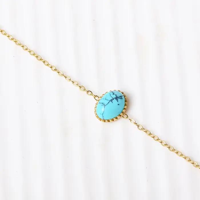 JOElegant-Bracelet en Pierre Naturelle de Style Bohème, Bijou en Titane et Acier de Qualité Supérieure, Forme Ovale, Vente en Gros en Usine
