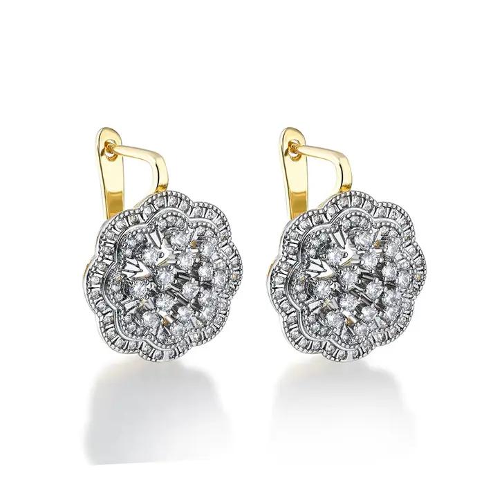 Boucles d'oreilles en cuivre Embarrite incrusté de cristal, bijoux en or 18 carats, mode, rétro, lux