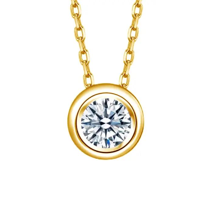 Véritable or 18K Moissanite diamant collier bijoux fins pour femme proposition de mariage cadeau présent