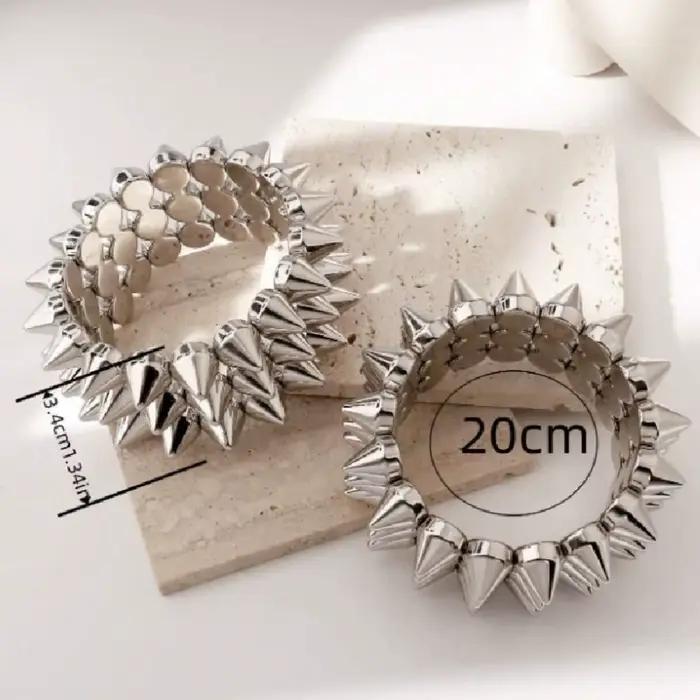 Bracelet Y2K Punk à triple rangée de clous, large et épais, style Gothique, accessoires de mode pour femme