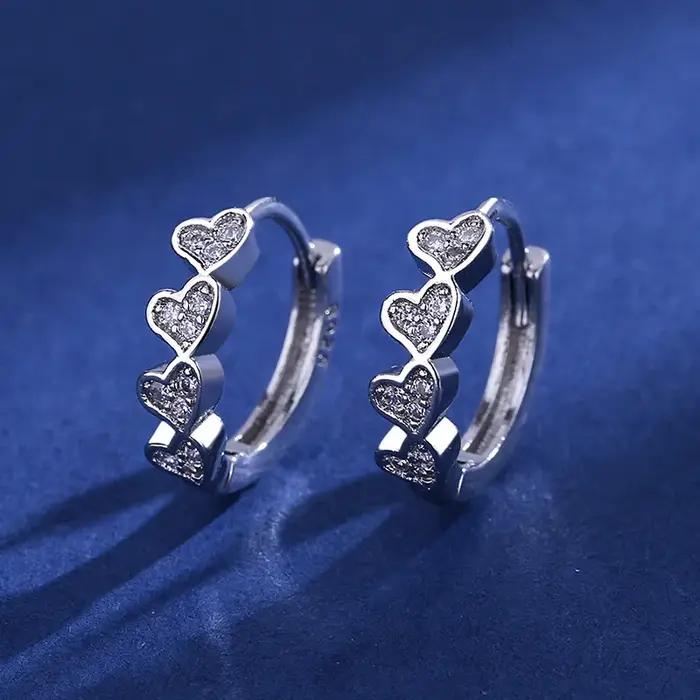Boucles d'oreilles en argent Sterling 925 et zircone