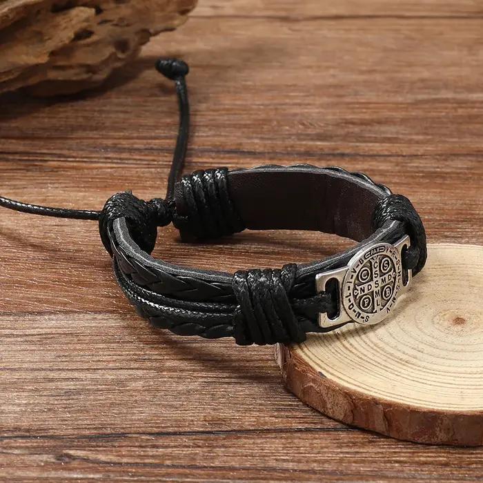 Bracelets en cuir tressés faits à la main vintage pour hommes