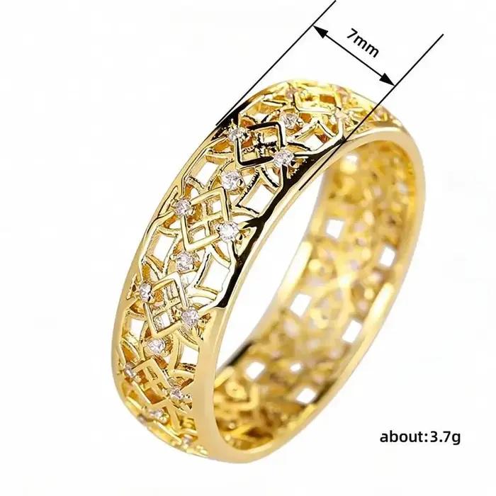 Bague de cocktail Huitan en or rose ajourée pour femmes, bijou de luxe pour mariages et soirées élégantes