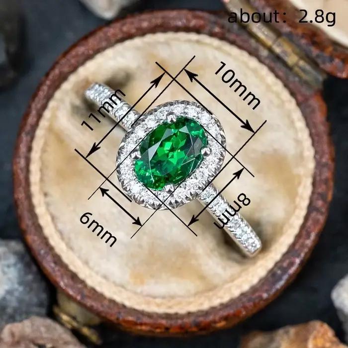 Bague en argent sterling 925 sertie de zircone verte élégante pour femmes occasions spéciales anniversaires et événements festifs