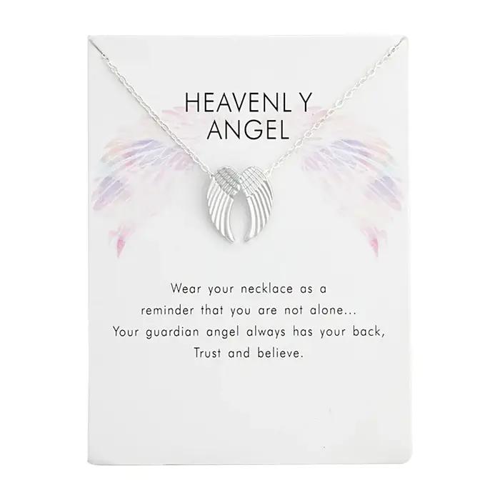 Colliers avec pendentif ailes d'ange céleste en alliage couleur argent et or pour femmes et filles