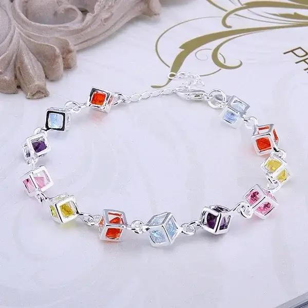 Bracelet en or 18 carats avec zircon coloré pour femme
