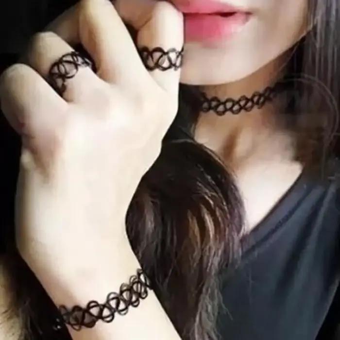 Collier Ras Du Cou Tressé Fille Mode Gothique Rétro Vintage Élégant Pour Partie Occasions Spéciales
