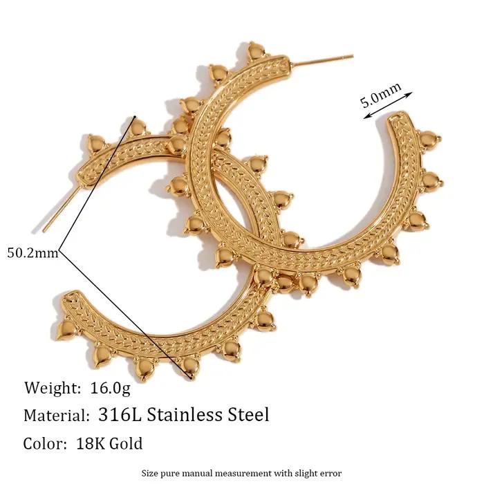Grandes boucles d'oreilles créoles en forme de C, motif d'oreille de blé bohème, hypoallergénique, p