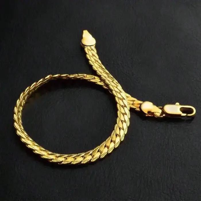 Bracelet en argent sterling 925 avec chaîne latérale en or 18 carats