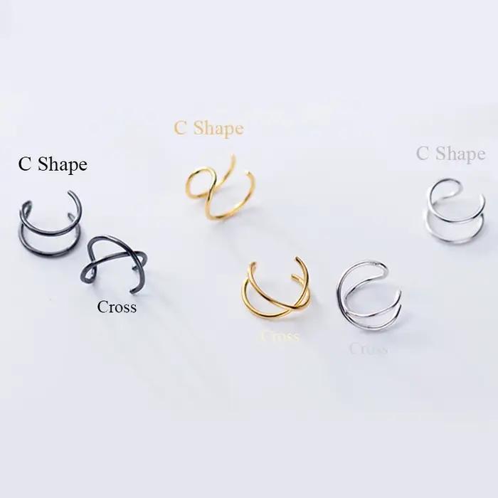 Boucles d'oreilles en forme de C en argent sterling 925 élégantes pour femmes, idéales pour mariage, fête et anniversaire
