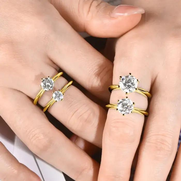 Bague IOGOU en argent sterling 925 sertie de moissanite pour alliance de mariage et occasions spéciales femmes elegance vintage classic trendy fashion