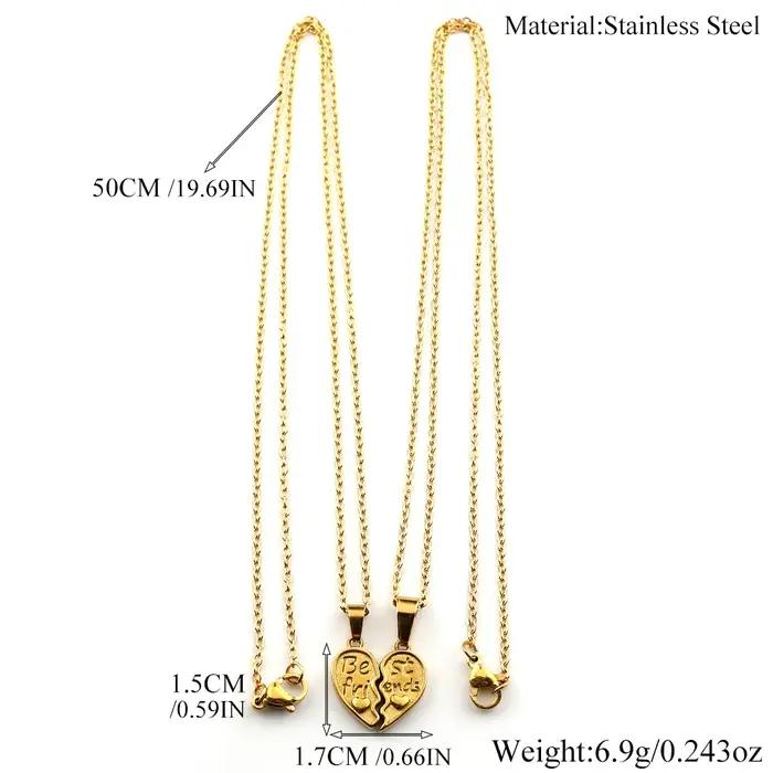 Ensemble de colliers assortis en acier inoxydable forme de cœur brisé pour meilleures amies bijoux d'amitié pour filles cadeaux pour meilleures amies occasions spéciales
