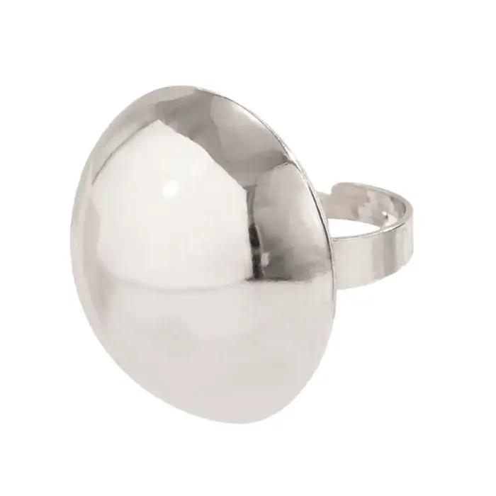 Bague en forme de boule ronde brillante en métal exagéré pour femmes et hommes