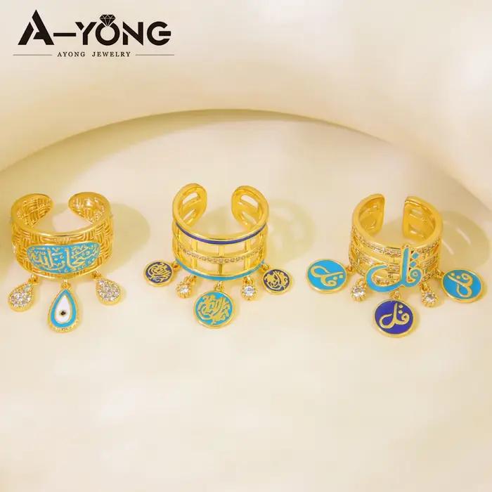 Parure de bijoux de mode islamique arabe plaqué or 21 carats avec zircone de Dubaï