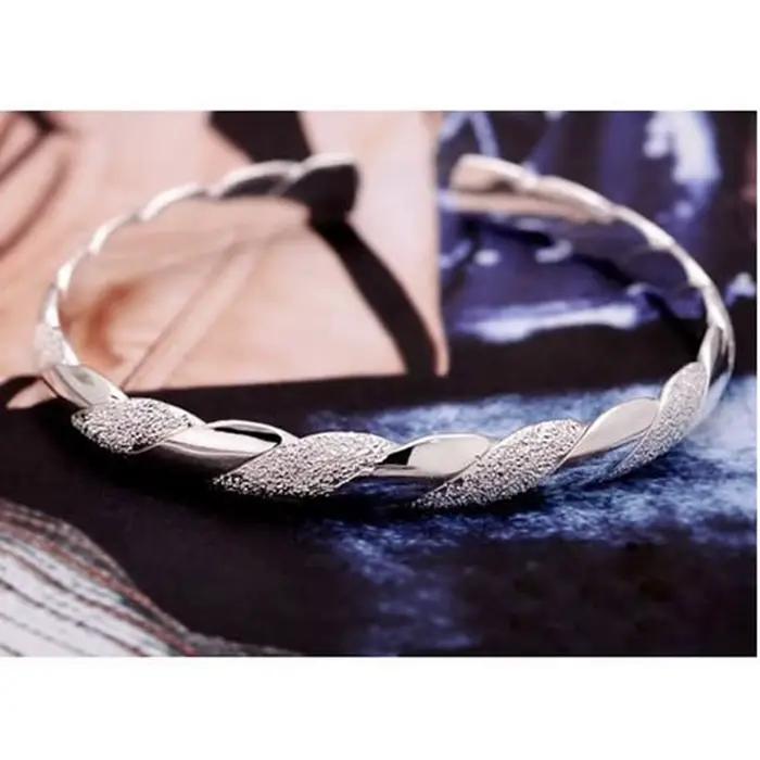 Bracelet jonc rond tendance en argent sterling 925, grand jonc simple pour femme, cadeau bijoux - Nouvelle collection