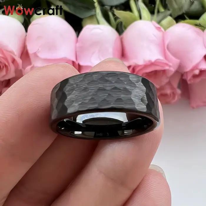 Bague en Tungstène Martelé Rose Gold Alliance de Mariage Élégante pour Hommes et Femmes Occasions Spéciales