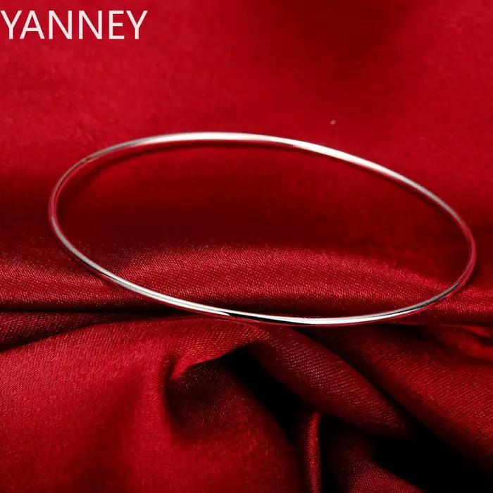 Femmes 925 en argent Sterling fine Simple cercle bracelet bracelet mode fête marques populaires bijo