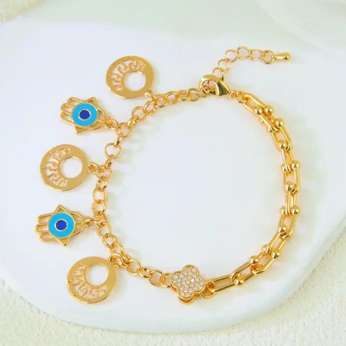 Bracelet plaqué or 21 carats style italien multilayer pour femmes occasions spéciales mariage fête