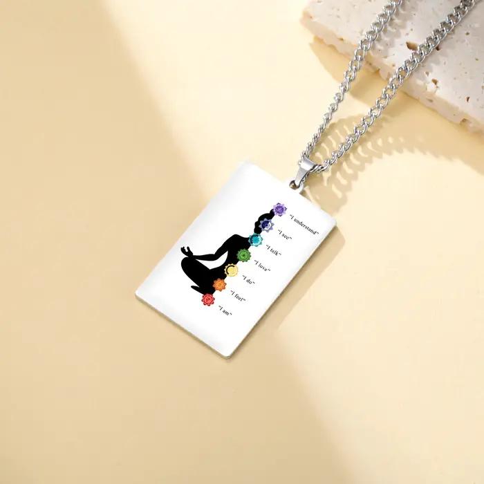 Collier 7 chakras, pendentif de méditation yoga
