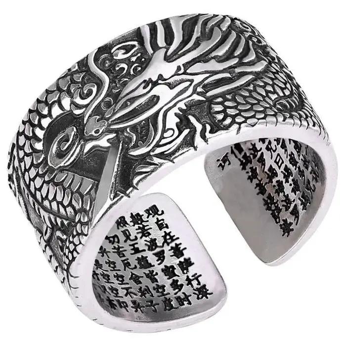 Anneau Pan Dragon en argent plaqué bague de cocktail classique rétro pour hommes occasions formelles banquets