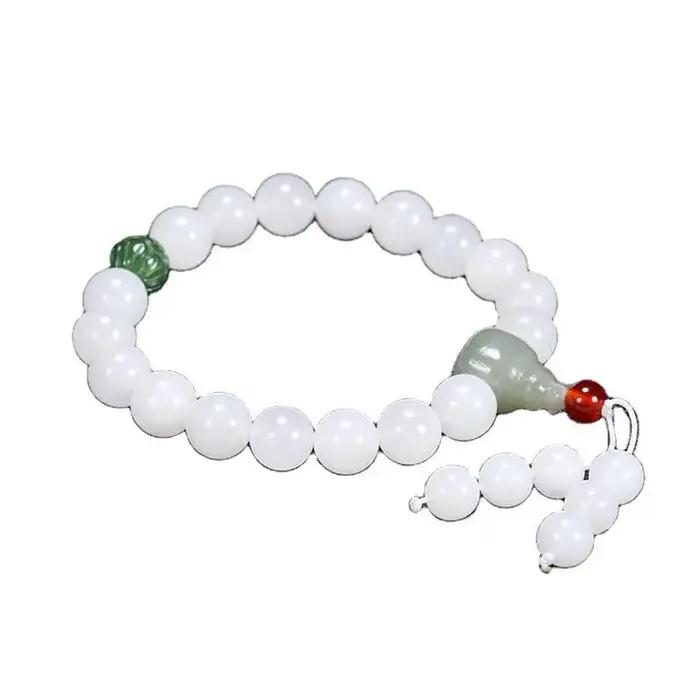 Pendentif Fleur de Jade Hetian et Bracelet à Boucle Unique en Jade Blanc Hetian pour Occasions Spéciales Femme Élégant