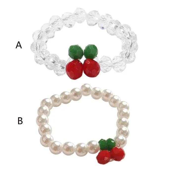 Bagues élastiques minimalistes en forme de cerise rouge pour femmes, idéales pour occasions spéciales et soirées de gala