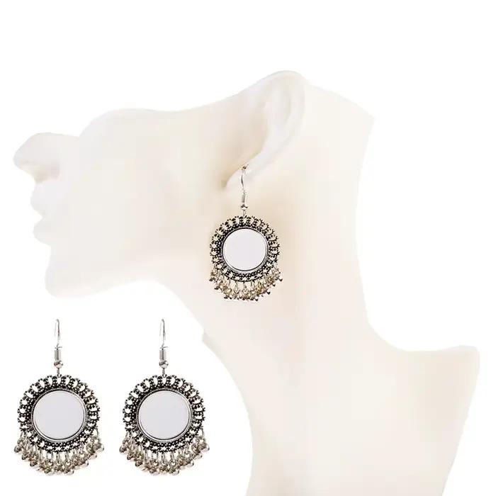 Boucles d'oreilles Vintage thaïlandaises pour femmes, miroir rond, style Boho, egypte, moyen-orient, Afghan, indien, bijoux, 2020