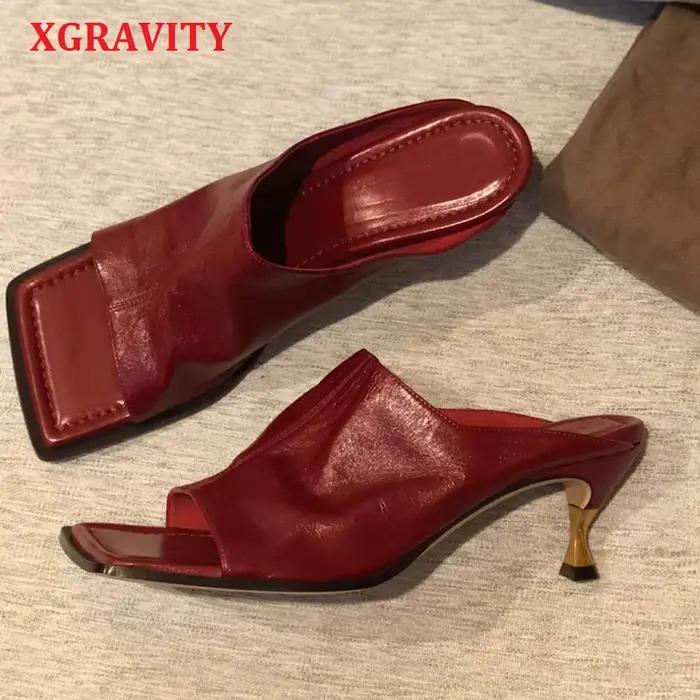 XGRAVITY – sandales de soirée à bout carré pour femmes, chaussures d'été Sexy et Vintage de qualité