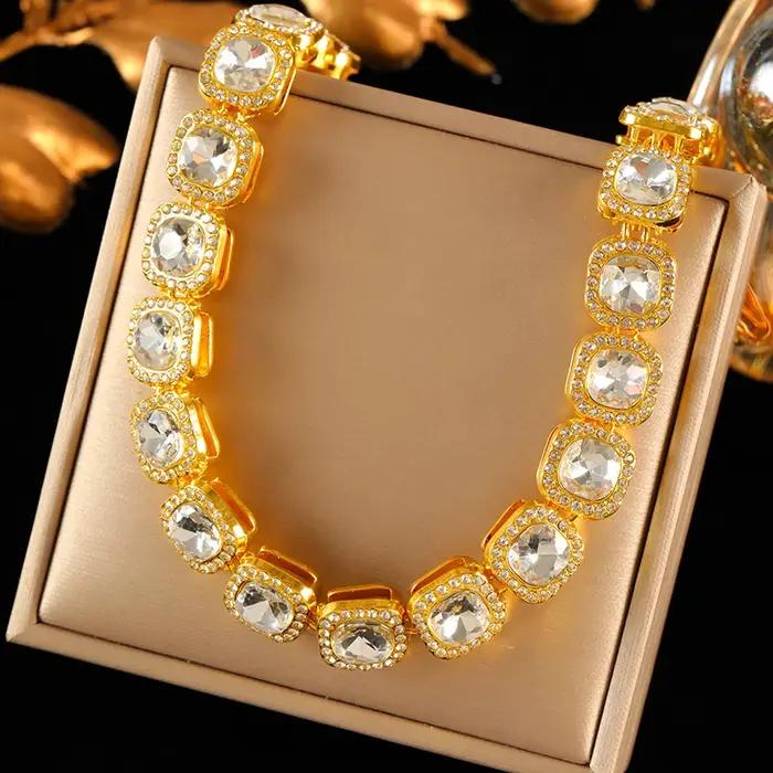 EILIECK luxe grand CZ cubique Zircon pierre chaîne cubaine collier Bracelet ensemble pour femmes hommes Punk collier mode bijoux cadeau nouveau