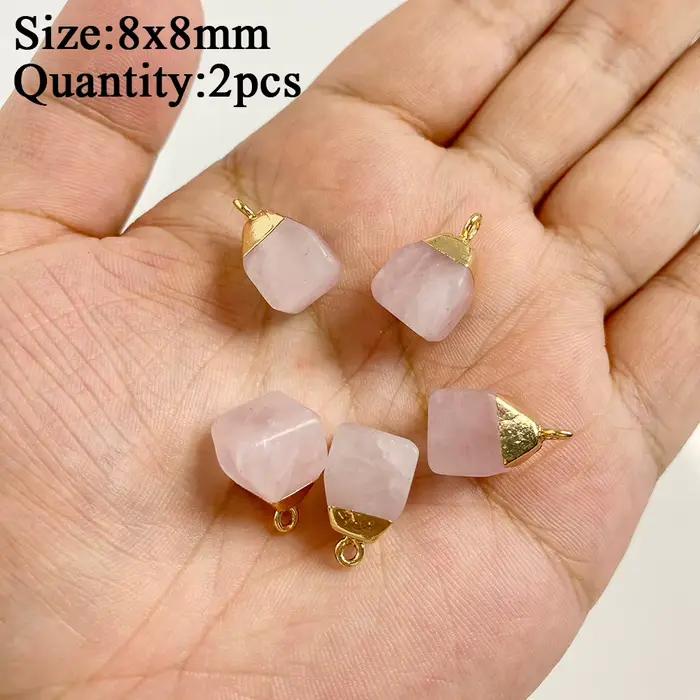 Pendentif en quartz rose pour femme, breloque en cristal, cœur, nar, étoile, pierre, collier, bracel