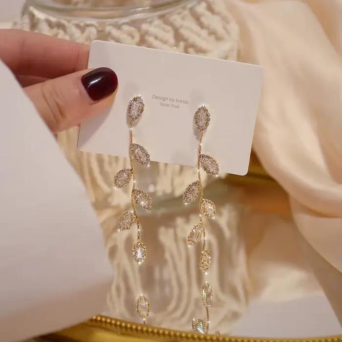 JUWANG-Boucles d'Oreilles de Luxe Plaqué Or group 14K, Bijoux Pendentif, Délicat, Micro Incrusté, Cubique, Zcomprend on CZ, Mariage