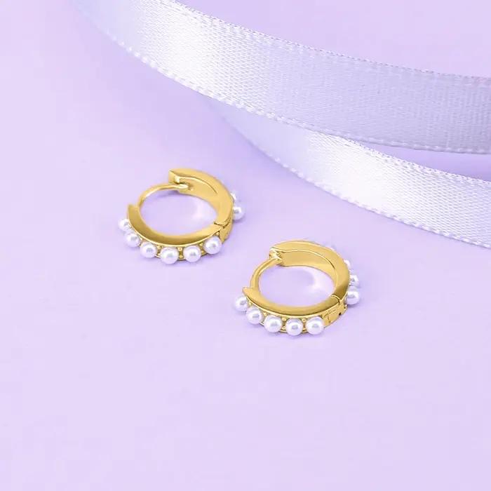 INS minimaliste 925 en argent Sterling boucle d'oreille perle petit cercle boucles d'oreilles pour femmes or
