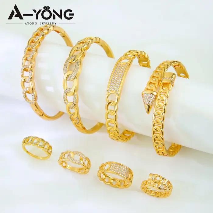 Ensemble de bijoux brésiliens en zircone plaqué or 21 carats
