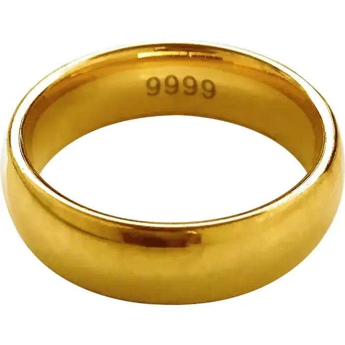Bague de couple 24K en or jaune véritable plaqué 18K 999